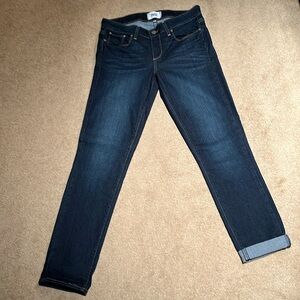 NWOT Paige jeans straight leg stretch size 28. 28” inseam dark blue denim